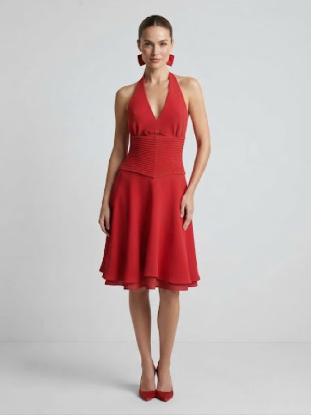 Margarita Zingg Red Halter Fit-and-Flare Dress S